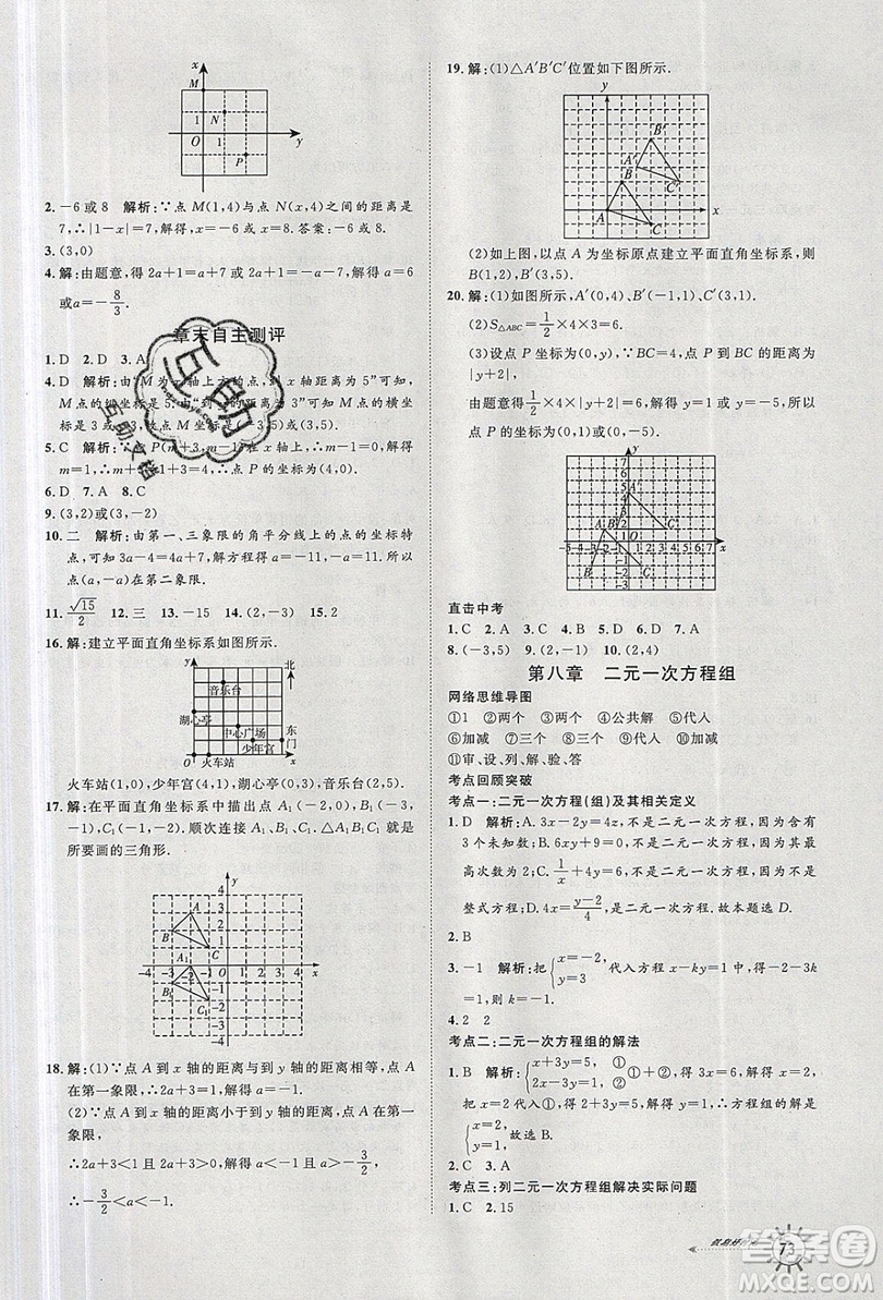 2019魯人泰斗假期好時光暑假訓練營七升八年級數(shù)學人教版答案