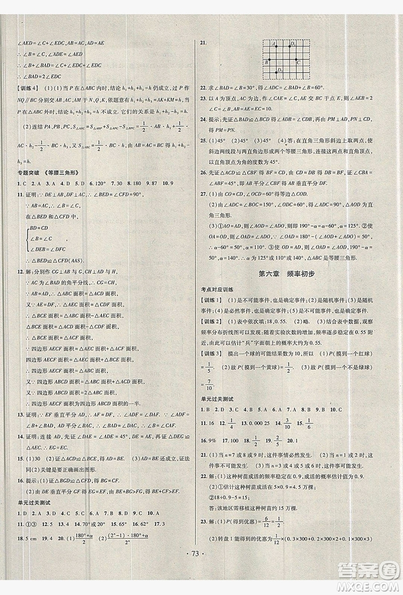 2019陽(yáng)光假期年度總復(fù)習(xí)七年級(jí)數(shù)學(xué)北師大版答案