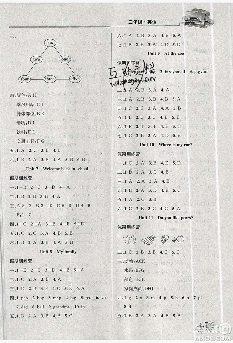 2019年度總復(fù)習(xí)精要復(fù)習(xí)總動(dòng)員三年級(jí)英語人教版答案