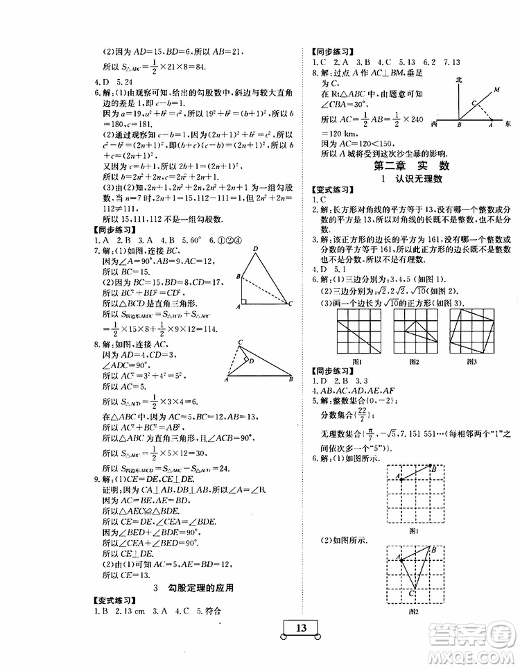 2019年假期作業(yè)假期系統(tǒng)總復習七年級數(shù)學BS北師版期末暑假專用答案