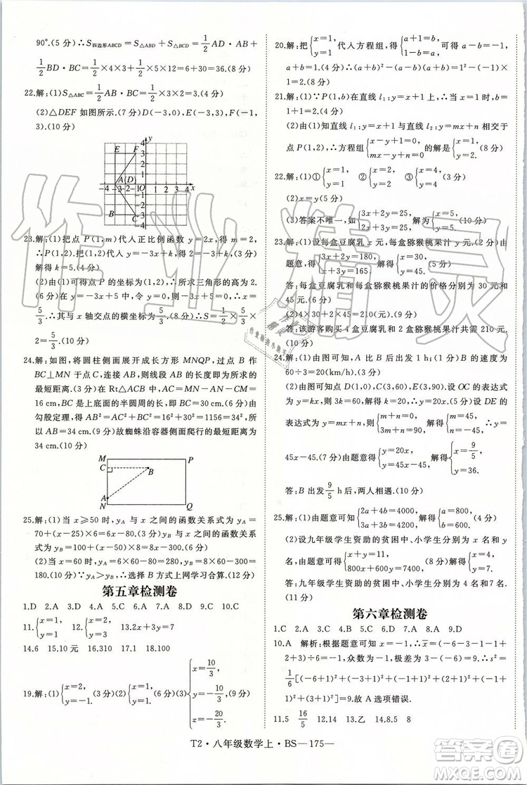 北師大版2019年優(yōu)翼學練優(yōu)八年級數(shù)學上冊參考答案