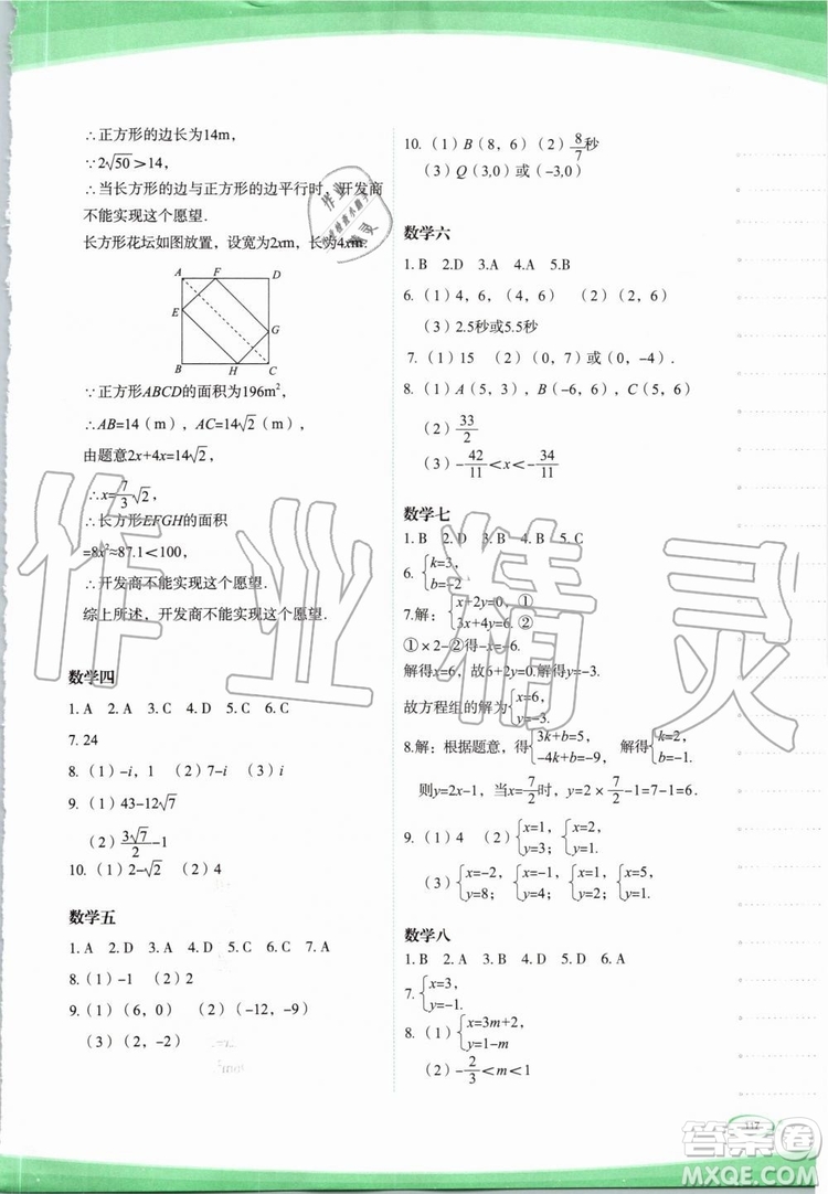 2019年核按鈕暑假作業(yè)七年級下冊合訂本參考答案