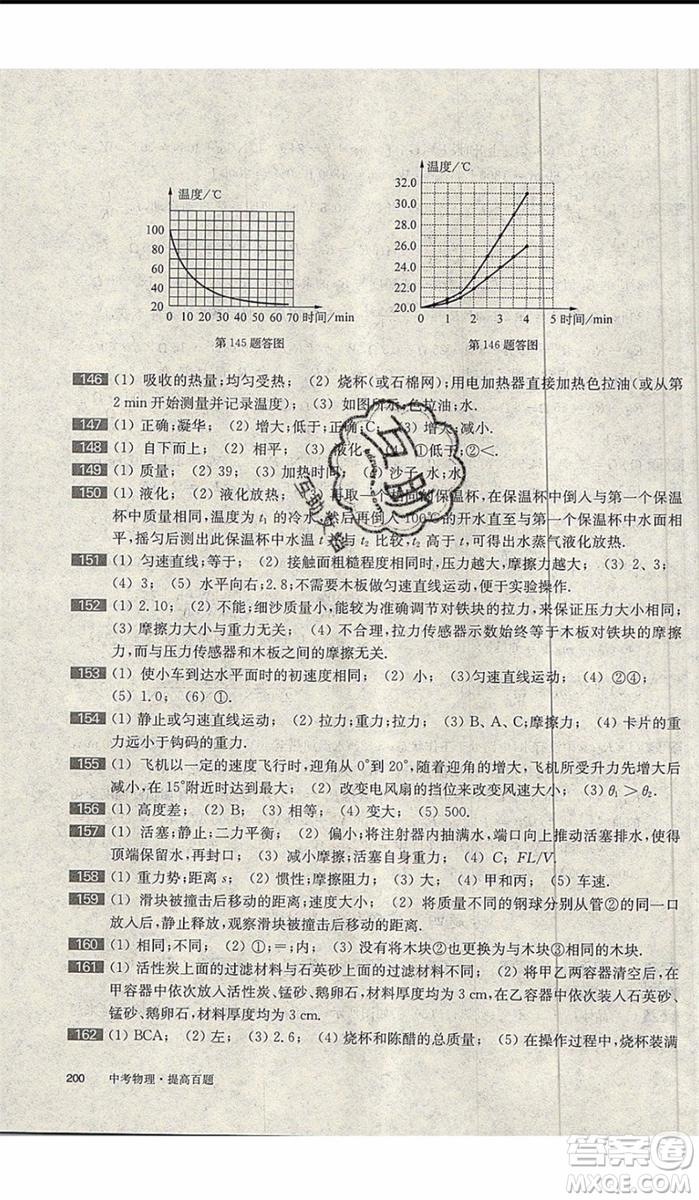 2020版百題大過關(guān)中考物理提高百題修訂版參考答案