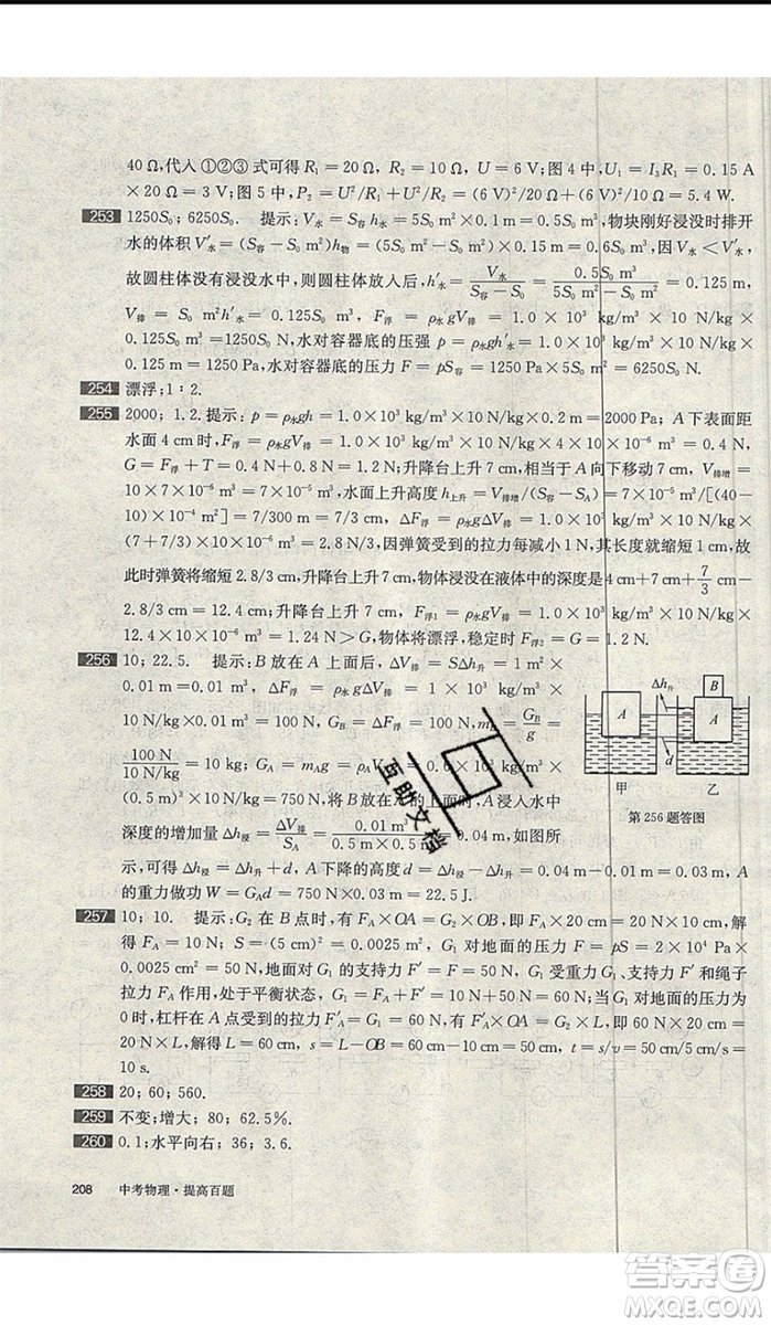 2020版百題大過關(guān)中考物理提高百題修訂版參考答案