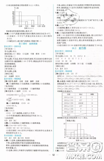 人民教育出版社人教版2019同步學(xué)歷案課時(shí)練七年級數(shù)學(xué)下冊參考答案