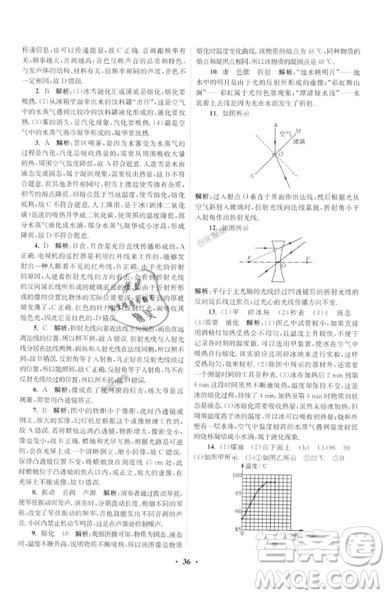 2019初中物理小題狂做提優(yōu)版八年級上冊江蘇蘇科版參考答案