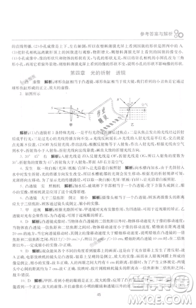 2019初中物理小題狂做提優(yōu)版八年級上冊江蘇蘇科版參考答案