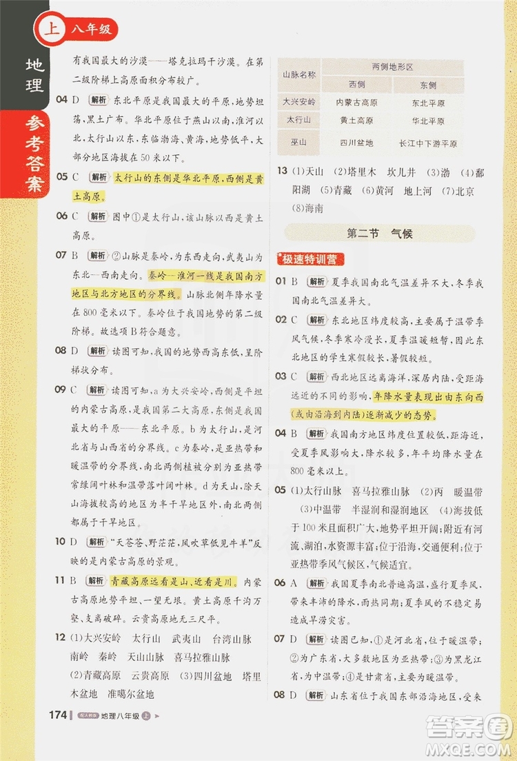 1+1輕巧奪冠2020新版課堂直播八年級(jí)地理上冊(cè)人教版答案