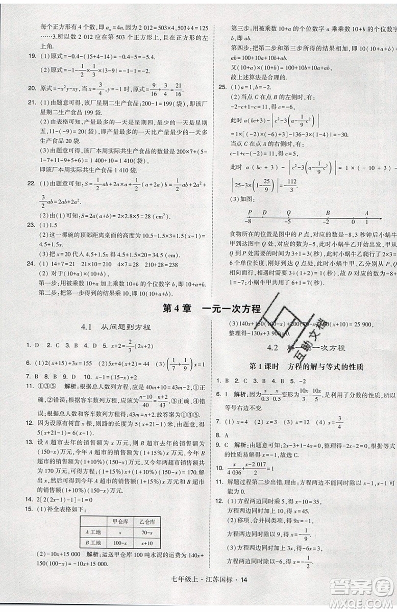 2019秋新版經(jīng)綸學(xué)典學(xué)霸題中題數(shù)學(xué)七年級(jí)上冊(cè)江蘇版答案