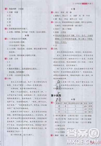 2019秋新版木頭馬閱讀小卷小學(xué)語文2年級(jí)A版參考答案