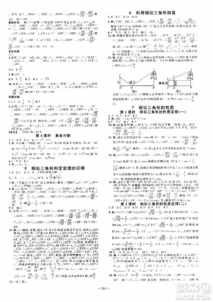 2019年名校課堂九年級(jí)上冊(cè)化學(xué)BS北師版河南專版參考答案