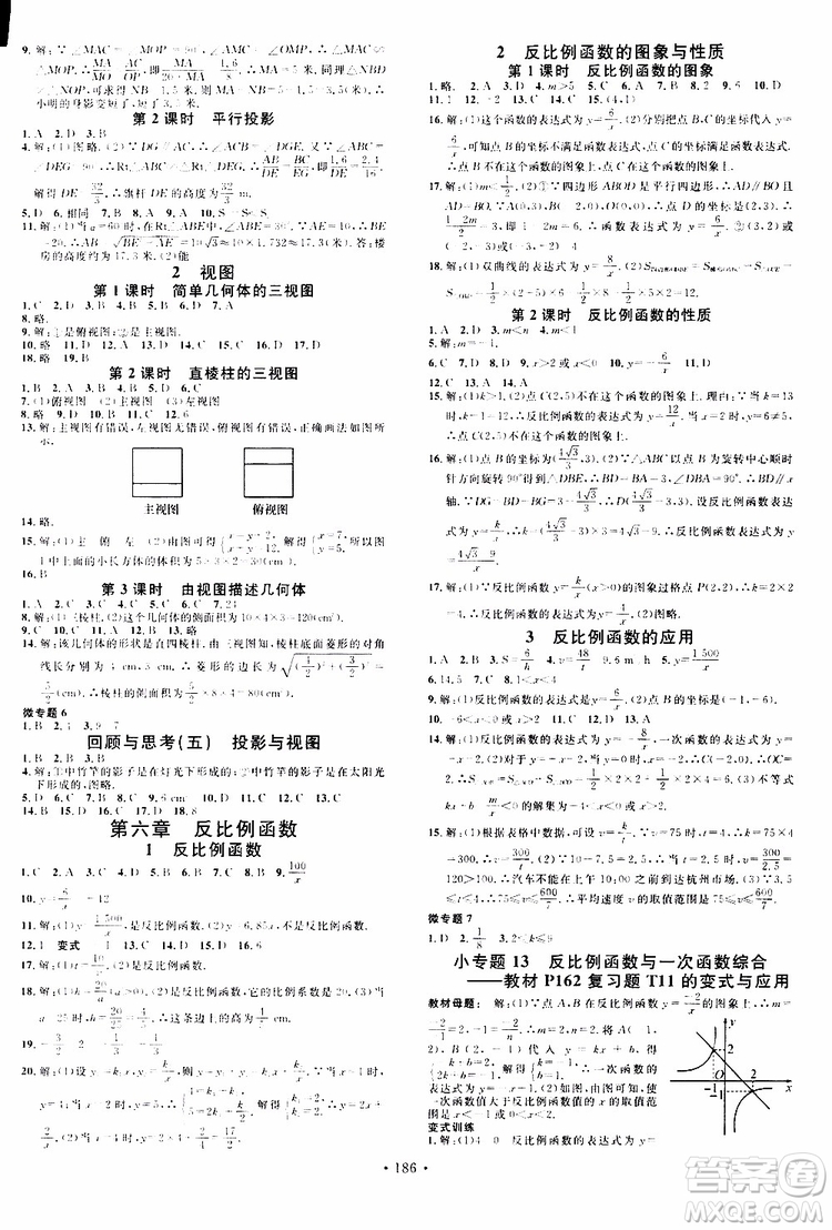 2019年名校課堂九年級(jí)上冊(cè)化學(xué)BS北師版河南專版參考答案