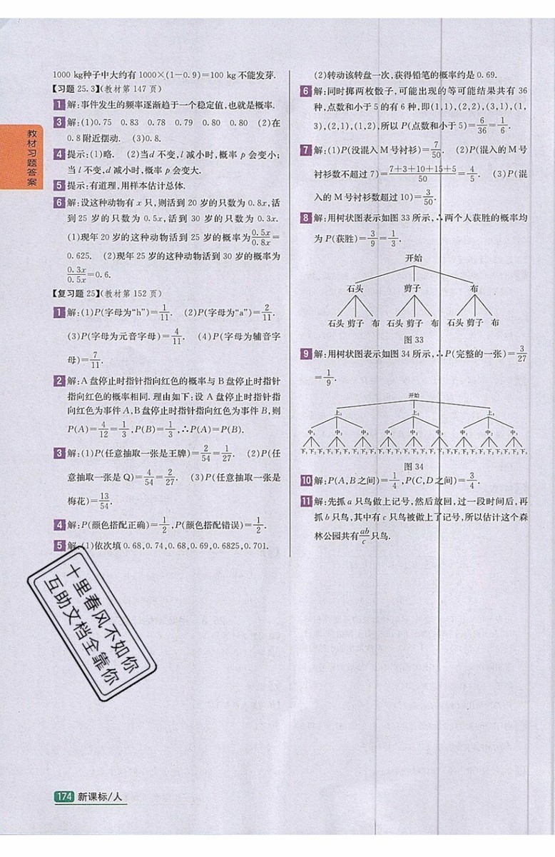 2019年尖子生學案九年級上冊數學新課標人教版參考答案