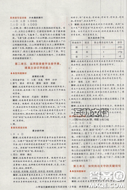 2019最新版新視野海之星小學(xué)語文巔峰閱讀與寫話訓(xùn)練二年級參考答案