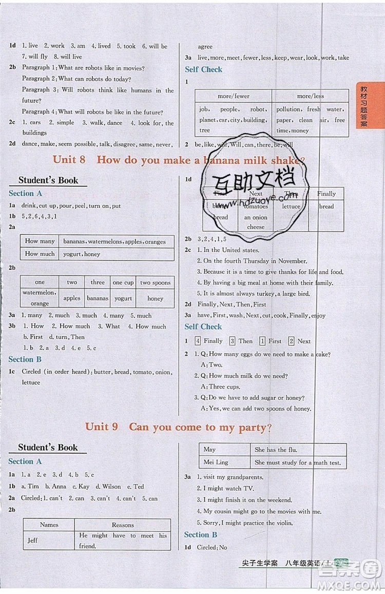 2019年尖子生學(xué)案八年級上冊英語人教版RJ參考答案