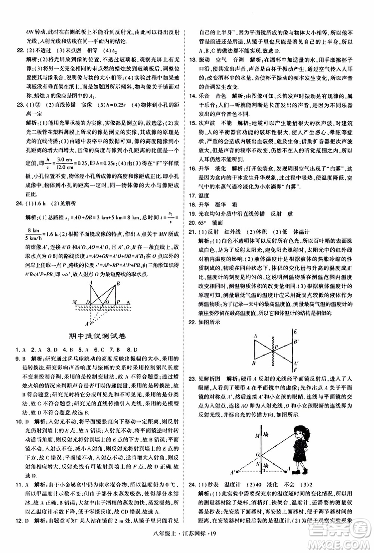 經(jīng)綸學(xué)典2019年學(xué)霸題中題八年級上冊物理江蘇國標(biāo)修訂版參考答案