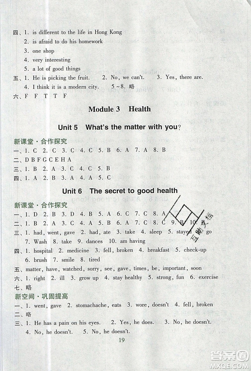 2019南方新課堂金牌學(xué)案六年級英語上冊教育科學(xué)版答案