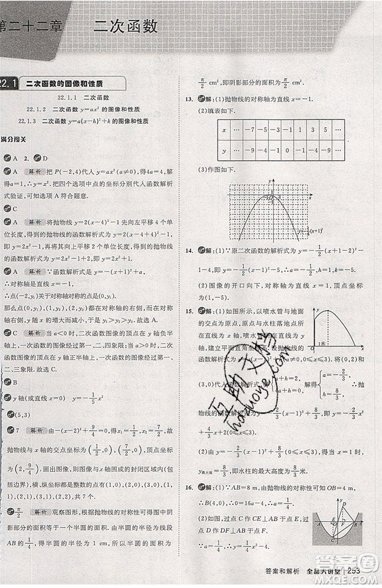 2019年全品大講堂數(shù)學(xué)九年級上冊人教版RJ參考答案及教材習(xí)題答案