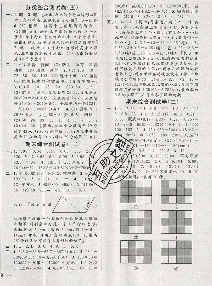 2019新版亮點(diǎn)給力大試卷五年級(jí)上冊(cè)數(shù)學(xué)蘇教版答案