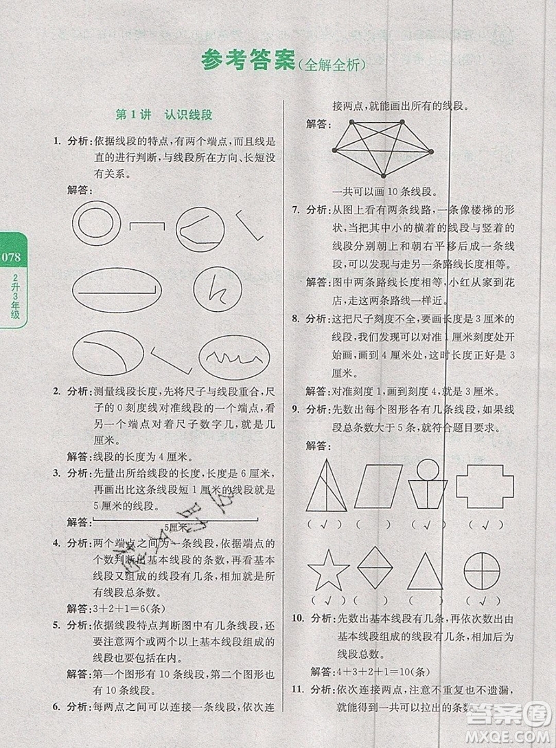 2019新版小學(xué)奧數(shù)暑假拔高銜接15講2升3年級數(shù)學(xué)人教版答案