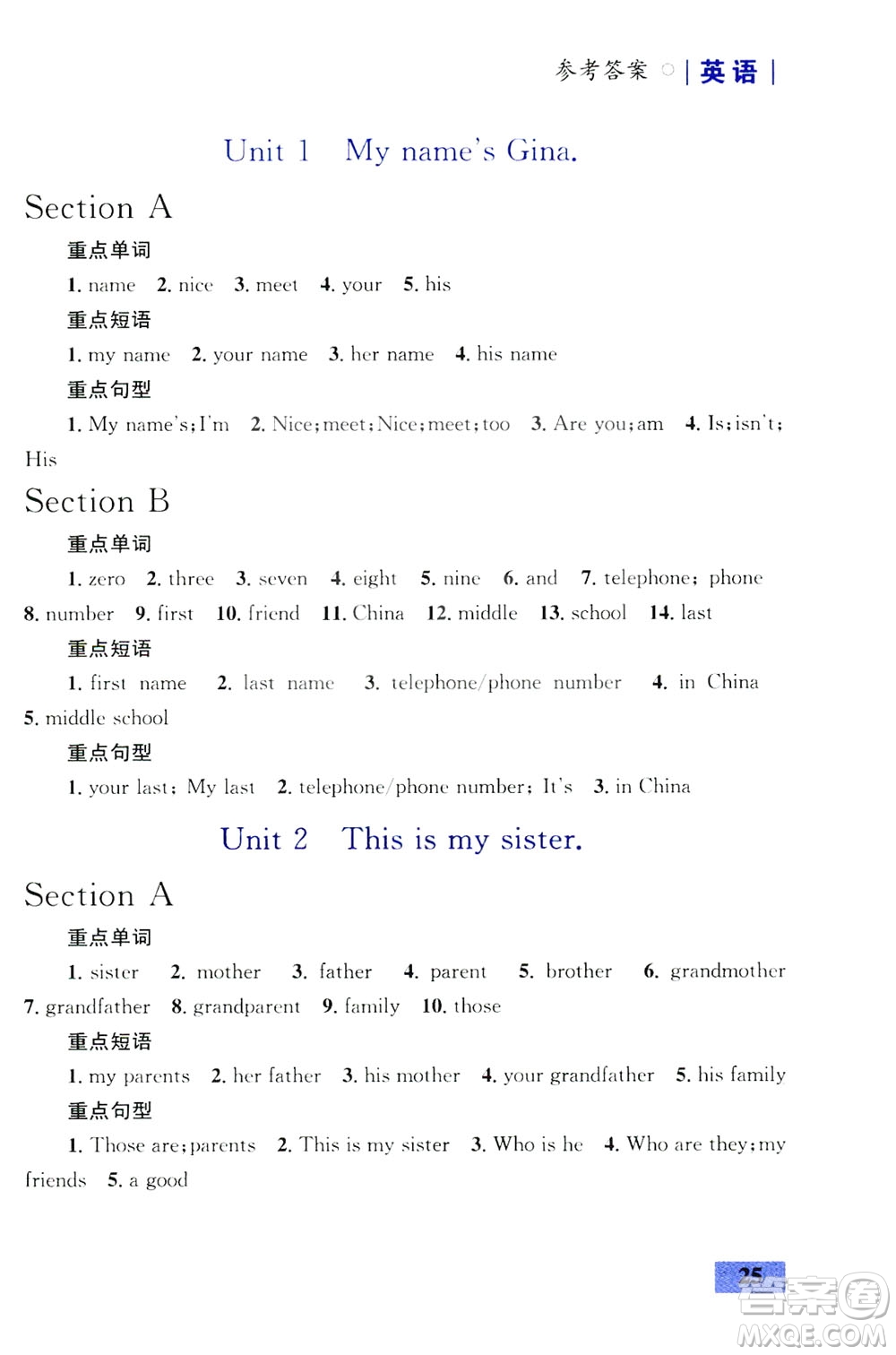 2019優(yōu)化設(shè)計初中同步學(xué)考三分鐘英語課堂七年級英語上冊人教版答案