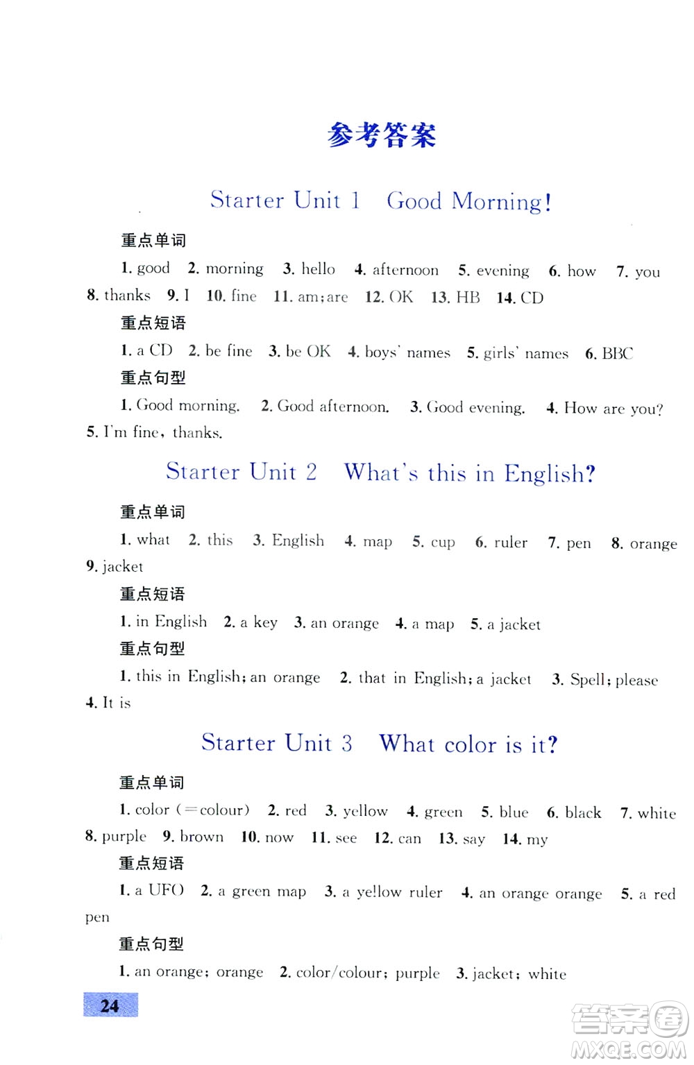 2019優(yōu)化設(shè)計初中同步學(xué)考三分鐘英語課堂七年級英語上冊人教版答案