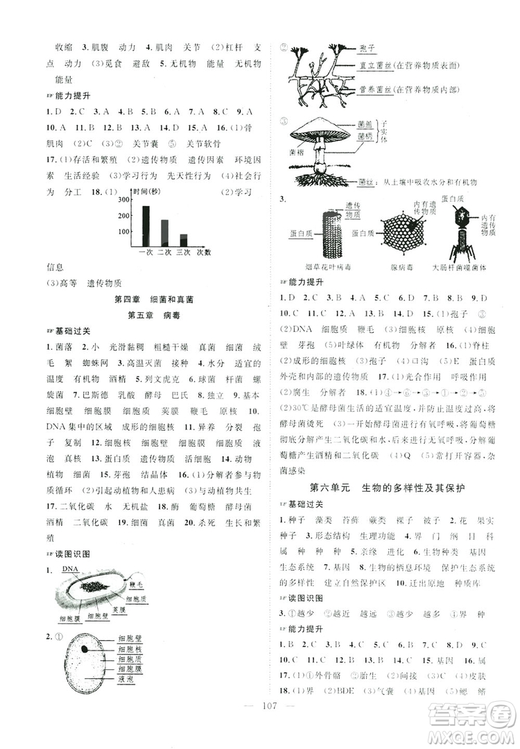 智慧萬羽2019名師學(xué)案分層進(jìn)階學(xué)習(xí)八年級生物上冊答案