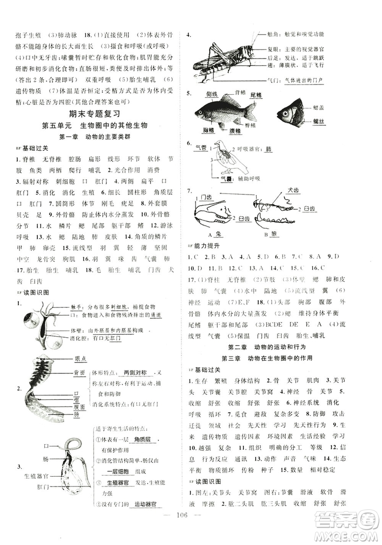 智慧萬羽2019名師學(xué)案分層進(jìn)階學(xué)習(xí)八年級生物上冊答案