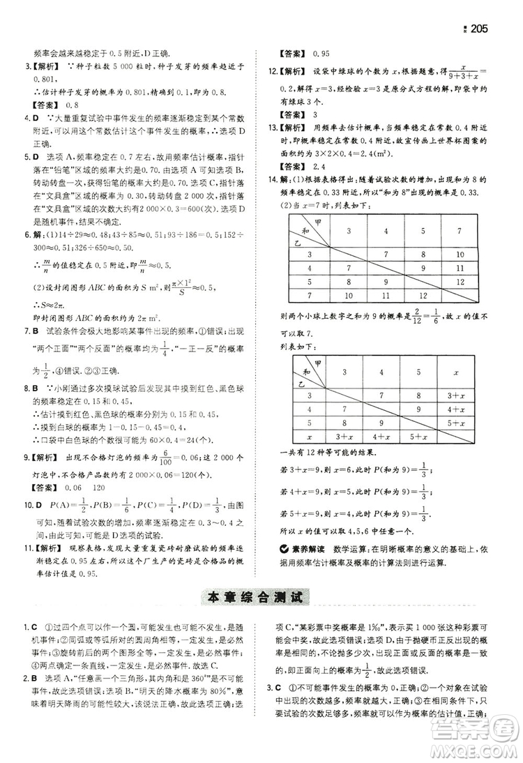 湖南教育出版社2020一本同步訓(xùn)練九年級(jí)數(shù)學(xué)上冊(cè)人教大版答案