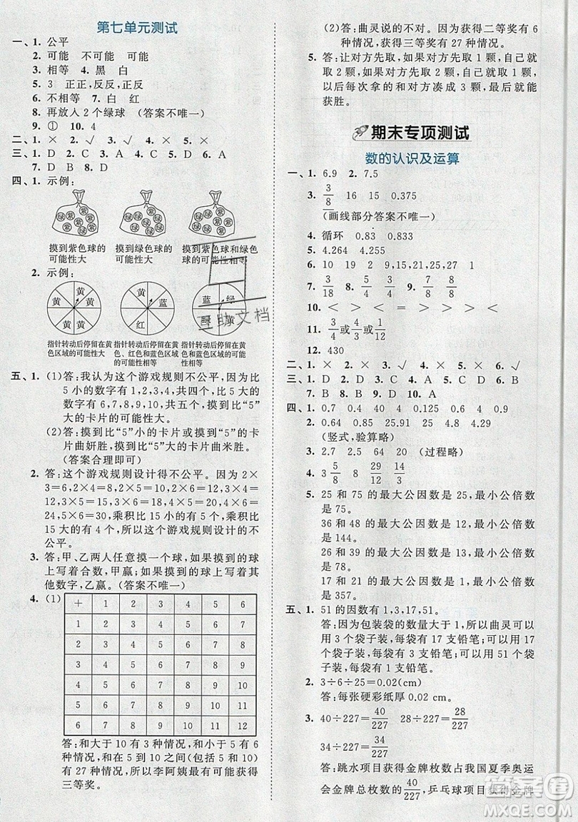 西安出版社小兒郎2019曲一線53全優(yōu)卷小學(xué)數(shù)學(xué)五年級(jí)上冊(cè)北師大BSD版答案