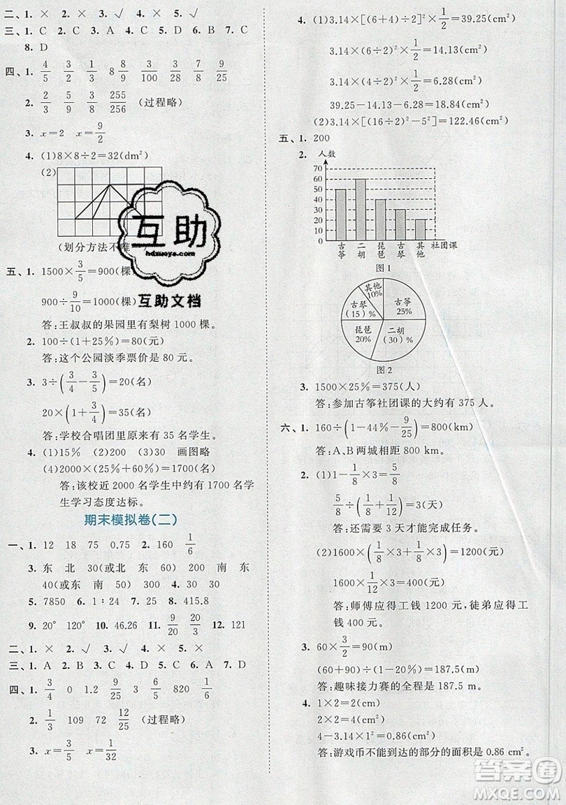 西安出版社小兒郎2019曲一線53全優(yōu)卷小學(xué)數(shù)學(xué)六年級上冊人教RJ版答案