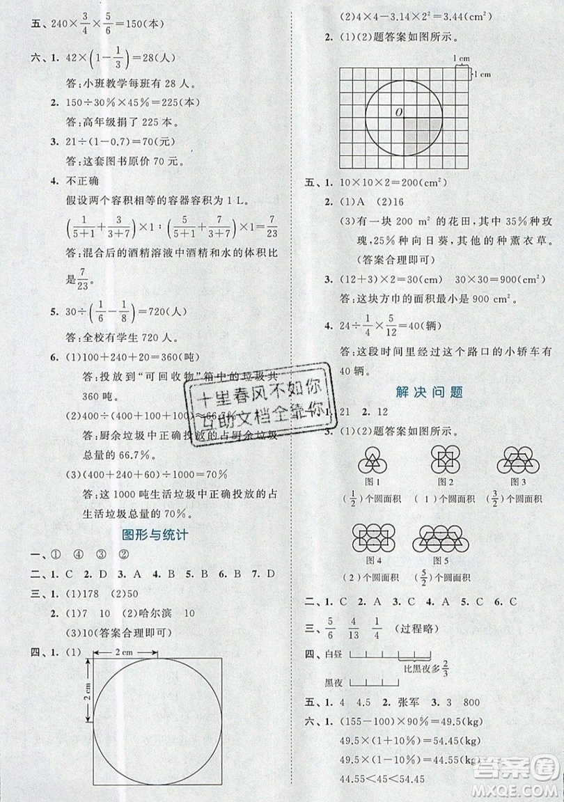 西安出版社小兒郎2019曲一線53全優(yōu)卷小學(xué)數(shù)學(xué)六年級上冊北師大BSD版答案