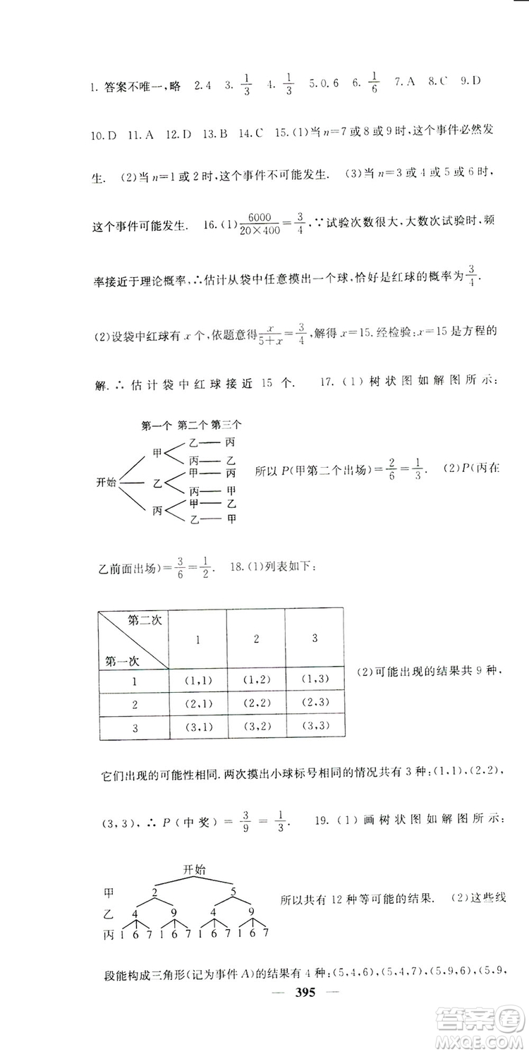 2019名校課堂內外九年級數(shù)學全一冊人教版答案