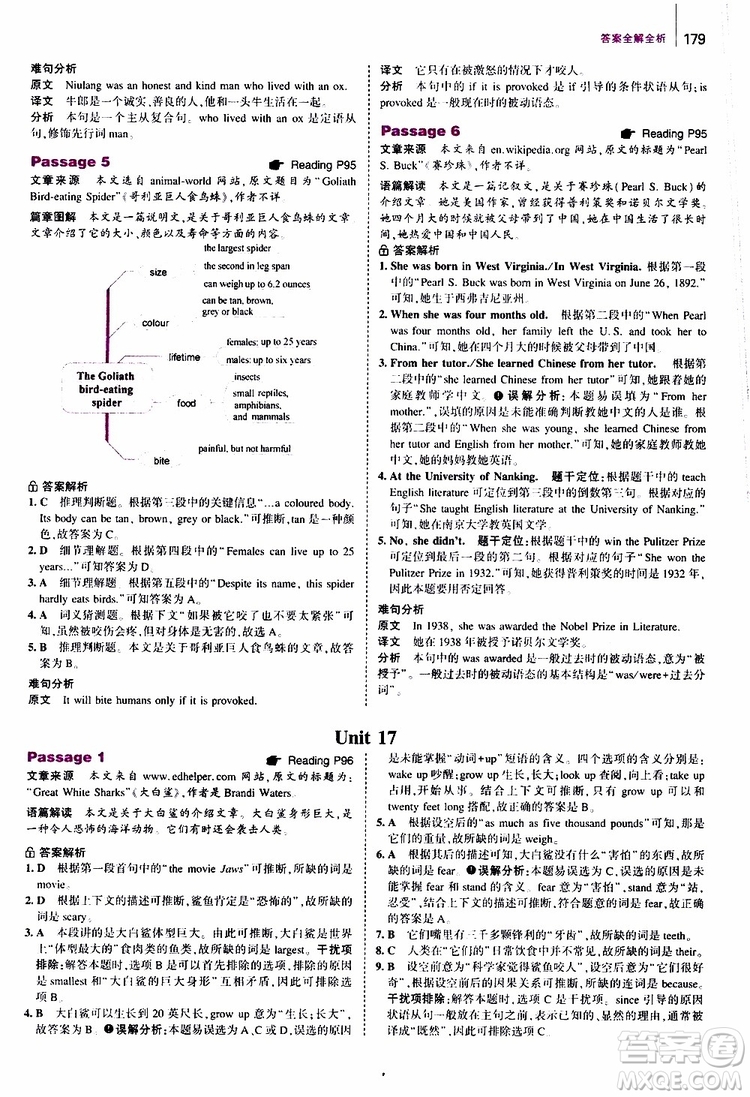 曲一線2020版53英語八年級(jí)通用版英語完形填空與閱讀理解150+50篇參考答案