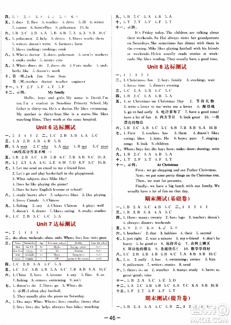 小兒郎2019新版53天天練五年級(jí)上冊(cè)英語(yǔ)YL譯林版參考答案