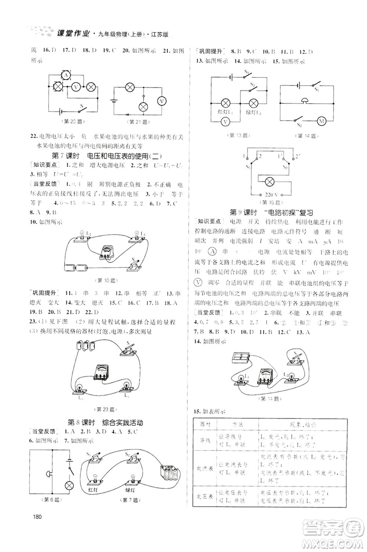 2019金3練課堂作業(yè)實(shí)驗(yàn)提高訓(xùn)練九年級(jí)物理上冊(cè)新課標(biāo)江蘇版答案