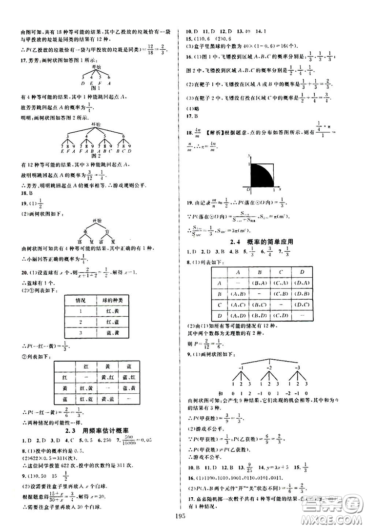 學(xué)林驛站2019全優(yōu)方案夯實(shí)與提高九年級數(shù)學(xué)浙教版全一冊答案