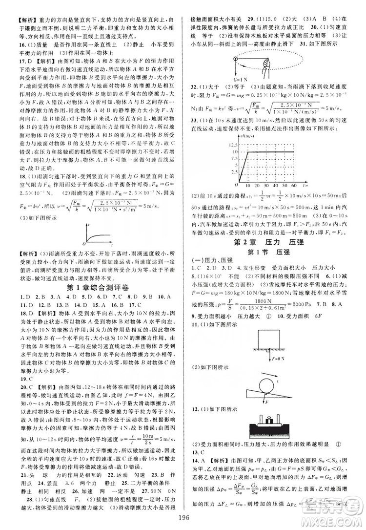 學(xué)林驛站2019全優(yōu)方案夯實(shí)與提高八年級(jí)科學(xué)上冊(cè)滬科版答案