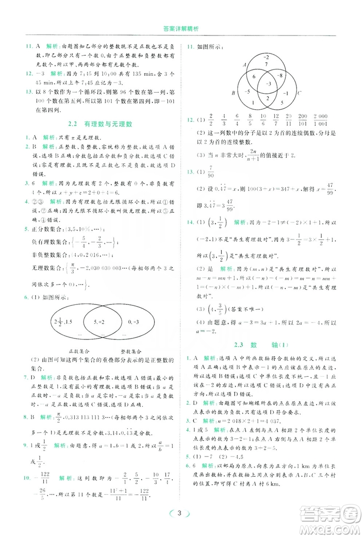 云南美術(shù)出版社2019亮點給力提優(yōu)課時作業(yè)本七年級數(shù)學(xué)上冊蘇教版答案