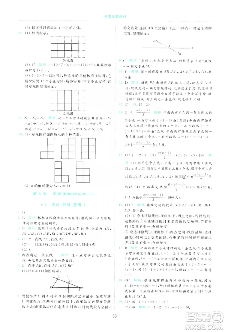 云南美術(shù)出版社2019亮點給力提優(yōu)課時作業(yè)本七年級數(shù)學(xué)上冊蘇教版答案