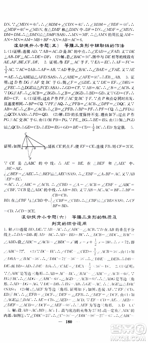 梯田文化2019年課堂點(diǎn)睛數(shù)學(xué)八年級(jí)上冊(cè)人教版參考答案