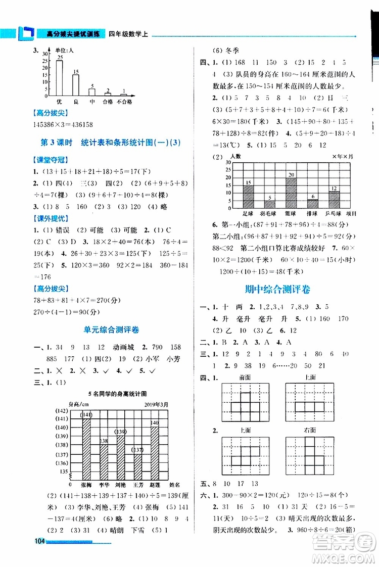 超能學(xué)典2019秋高分拔尖提優(yōu)訓(xùn)練四年級(jí)數(shù)學(xué)上冊江蘇版參考答案