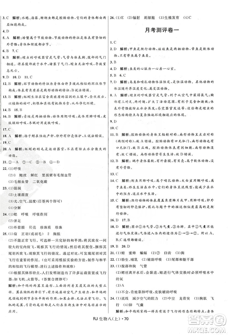 2019奪冠百分百初中優(yōu)化測試卷九年級生物人教版上冊答案