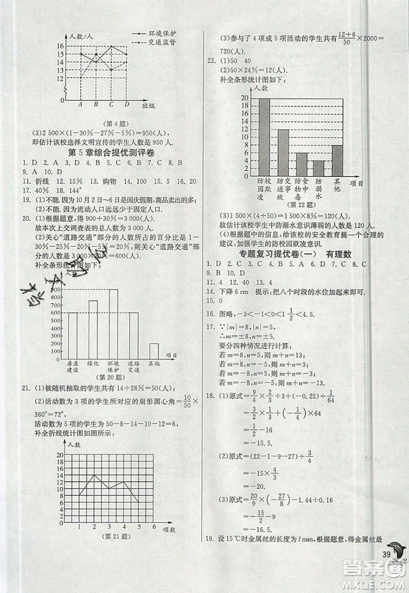 江蘇人民出版社春雨教育2019秋實驗班提優(yōu)訓(xùn)練七年級數(shù)學(xué)上冊滬科版SHKJ參考答案