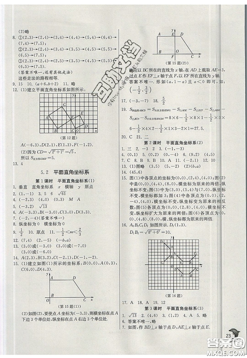 江蘇人民出版社春雨教育2019秋實驗班提優(yōu)訓(xùn)練八年級數(shù)學(xué)上冊JSKJ蘇科版參考答案