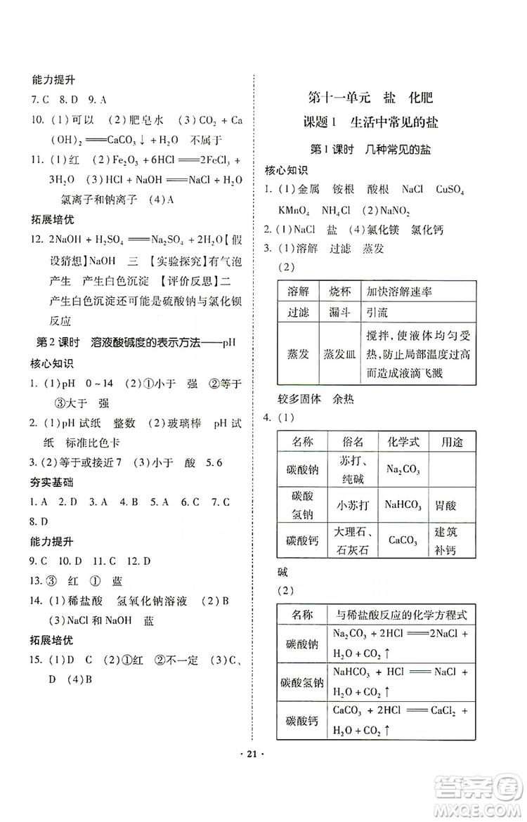 馳逐文化2019課時刷優(yōu)化分層作業(yè)九年級化學(xué)上冊答案