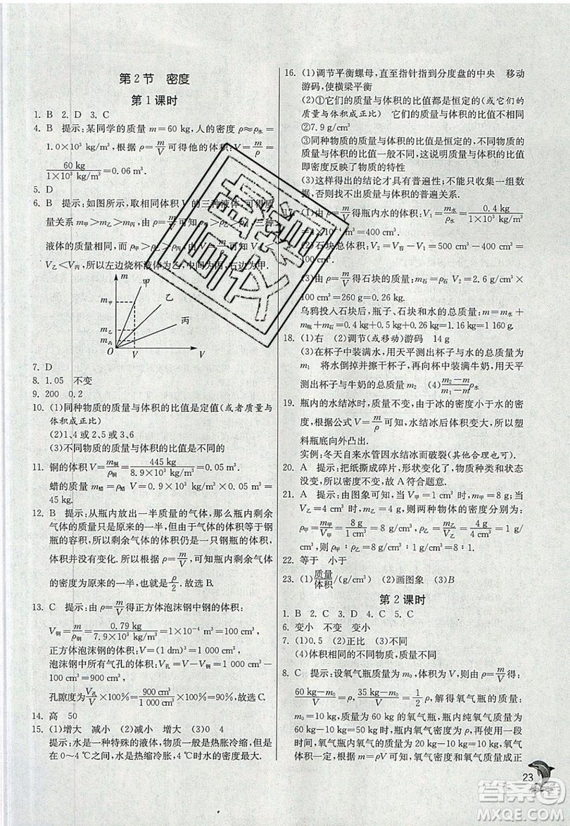 江蘇人民出版社春雨教育2019秋實(shí)驗(yàn)班提優(yōu)訓(xùn)練八年級(jí)物理上冊(cè)RMJY人教版參考答案