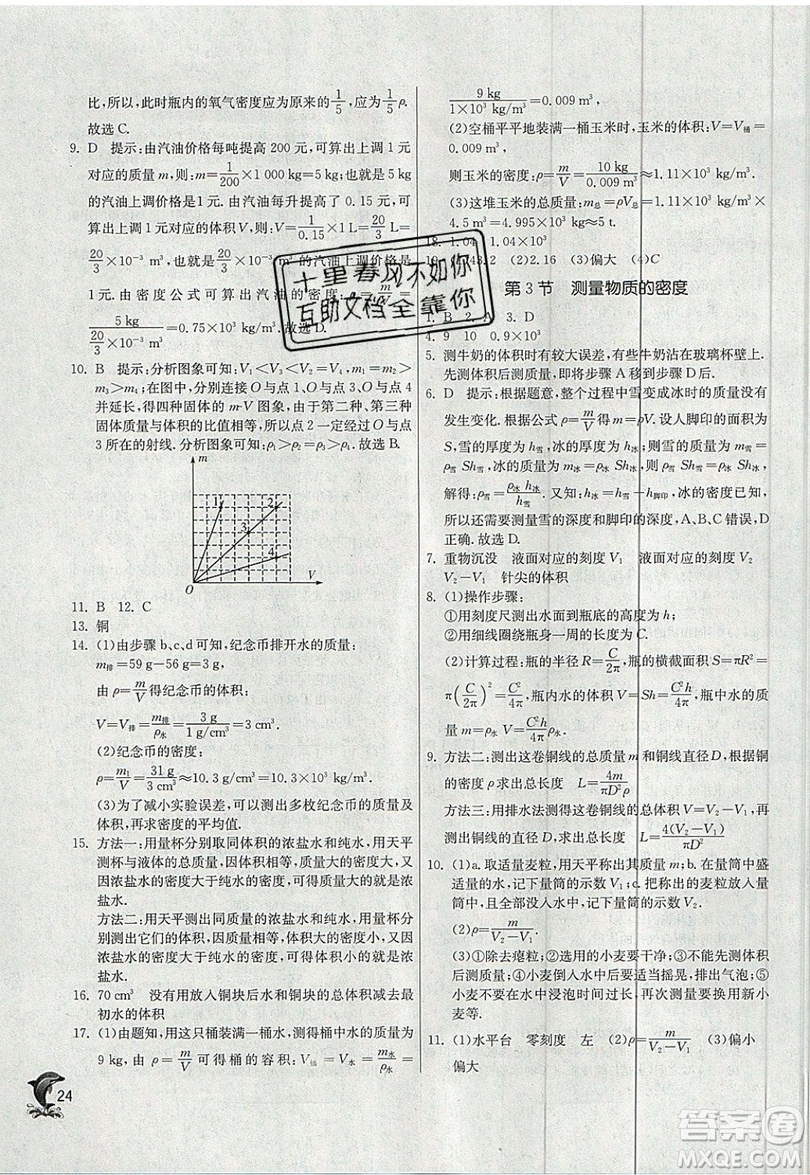 江蘇人民出版社春雨教育2019秋實(shí)驗(yàn)班提優(yōu)訓(xùn)練八年級(jí)物理上冊(cè)RMJY人教版參考答案