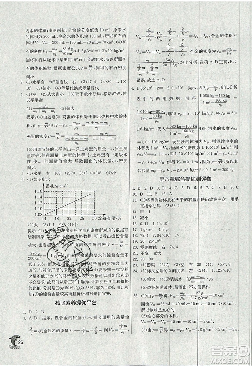 江蘇人民出版社春雨教育2019秋實(shí)驗(yàn)班提優(yōu)訓(xùn)練八年級(jí)物理上冊(cè)RMJY人教版參考答案