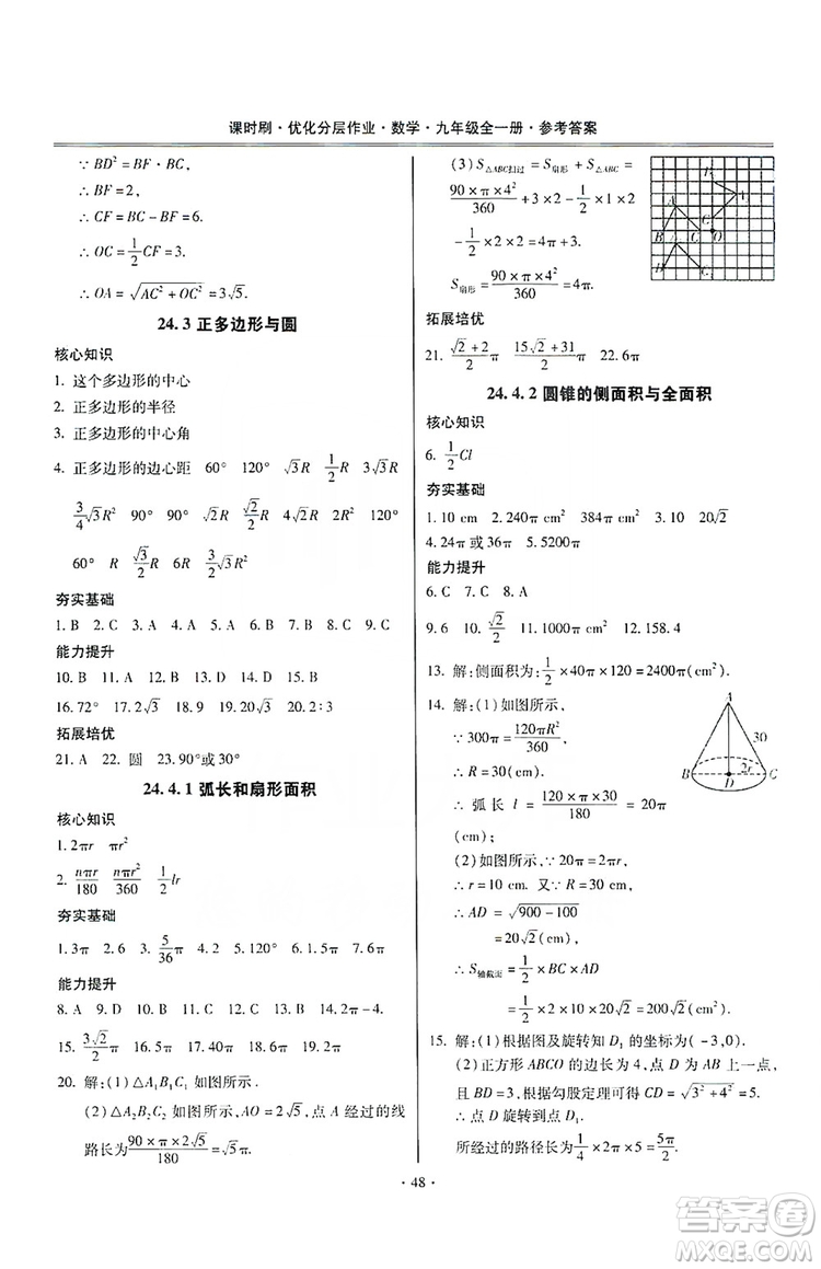 馳逐文化2019課時刷優(yōu)化分層作業(yè)九年級數(shù)學(xué)全一冊答案